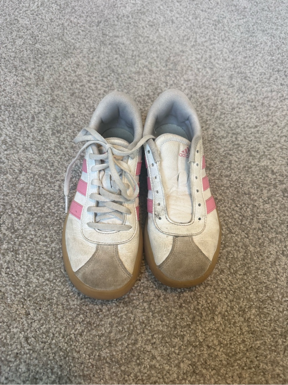 Adidas Samba White Sneakers with Pink Stripes